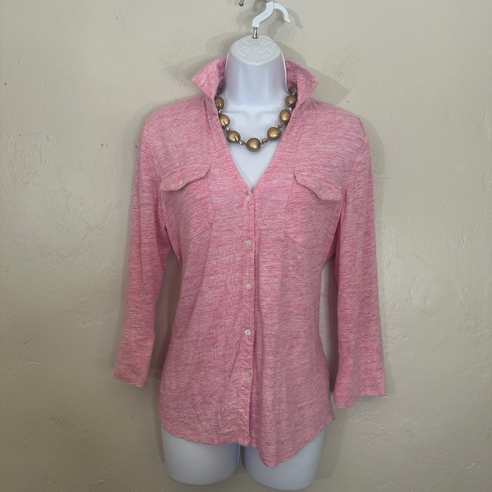 J. McLaughlin Pink Button-Up Blouse